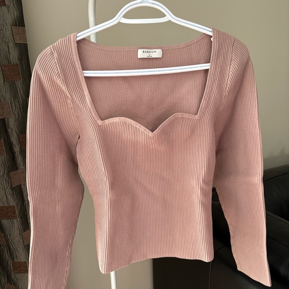 Babaton Mauve Ribbed Square Neck Top - Picture 5 of 5